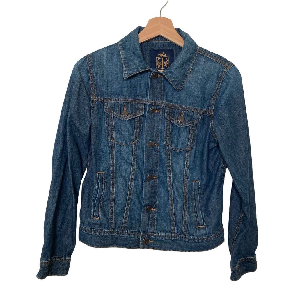 Womens Denim Blue Jeans Trucker Jean Button Jacket 100% Cotton Ladies Size SP